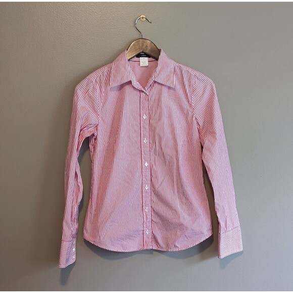 J.Crew Size XS Vintage Top Womens Red Stripe Shirt Button Up Long Sleeve VTG - Picture 1 of 5